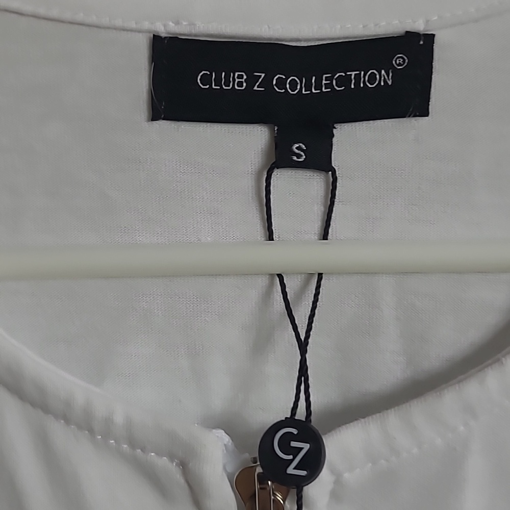 Club Z Collection White Zip Front Tunic with Sunglass Embroidery Beach Wear Smal - Picture 6 of 10